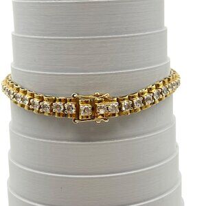 PAJ Sterling Silver Vermeil CZ Tennis Bracelet 7" 15.27g 6mm Classic Layering